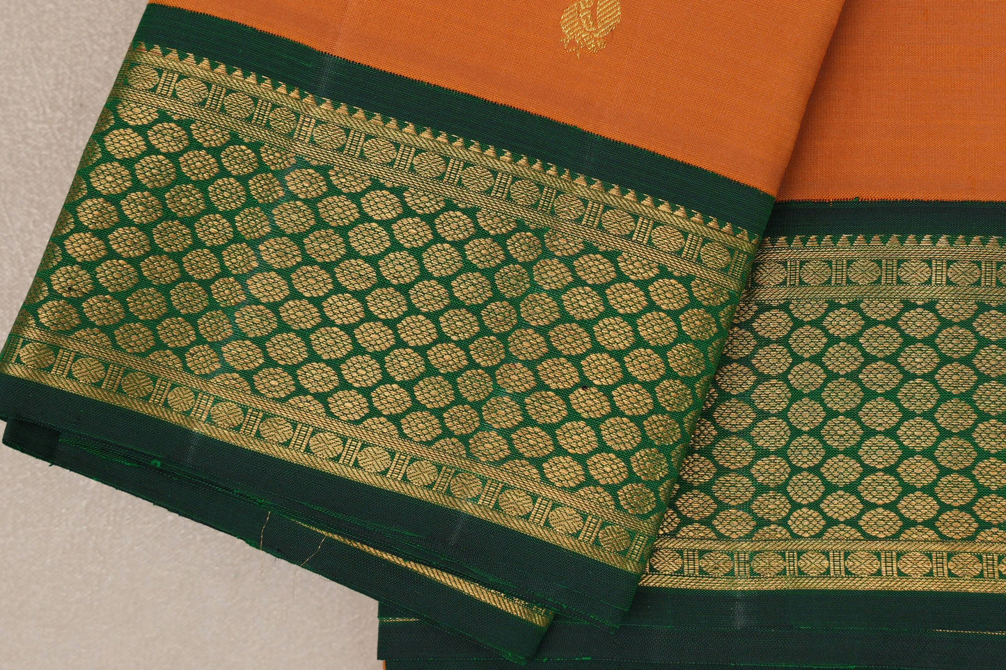 Mustard Orange Vintage Kanjivaram Silk Saree border