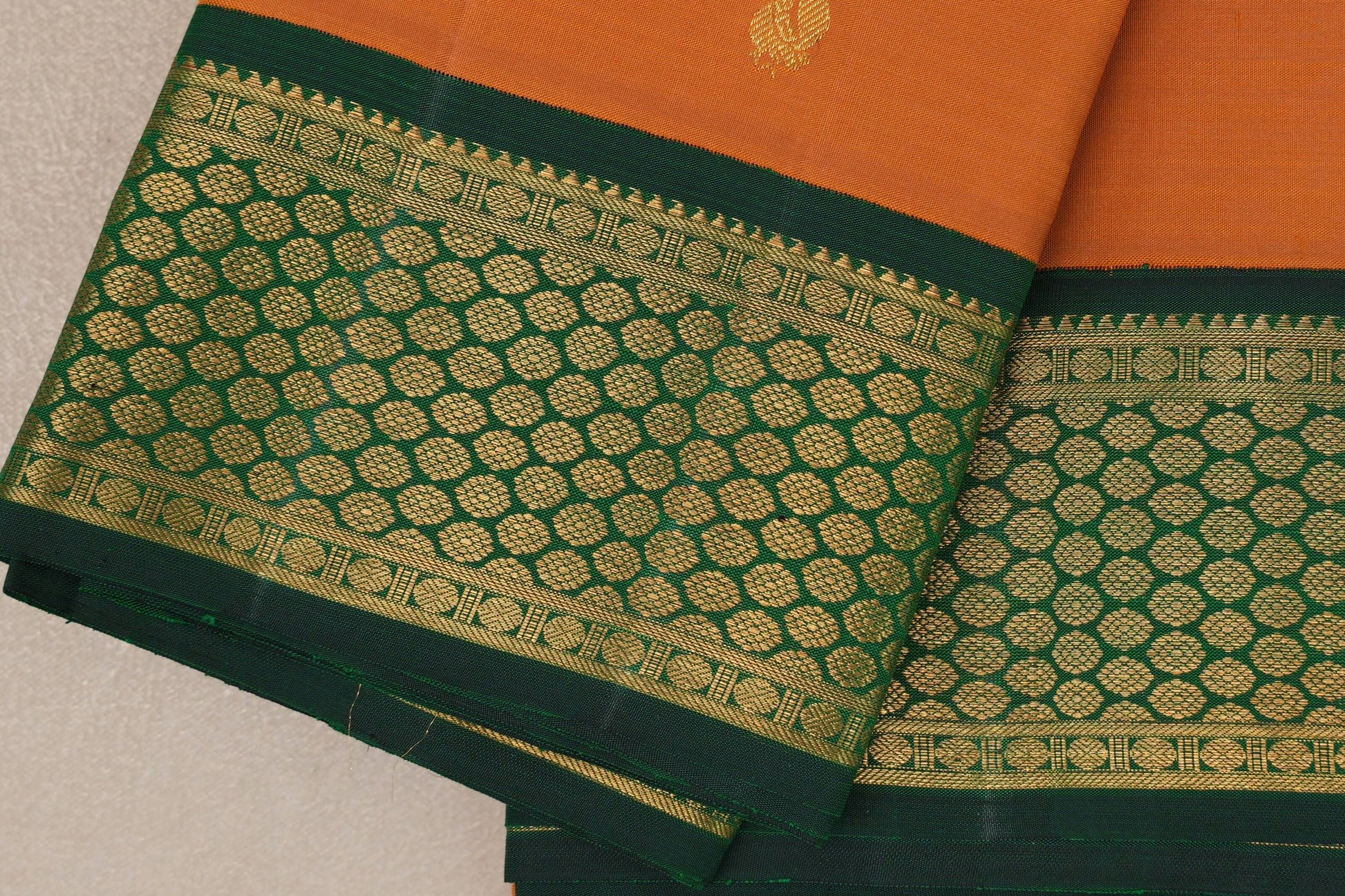 Mustard Orange Vintage Kanjivaram Silk Saree border