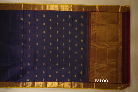 Jamun with Maroon Borders Vintage Kanjivaram Silk Saree by Shreenivas Silks PSSR018377