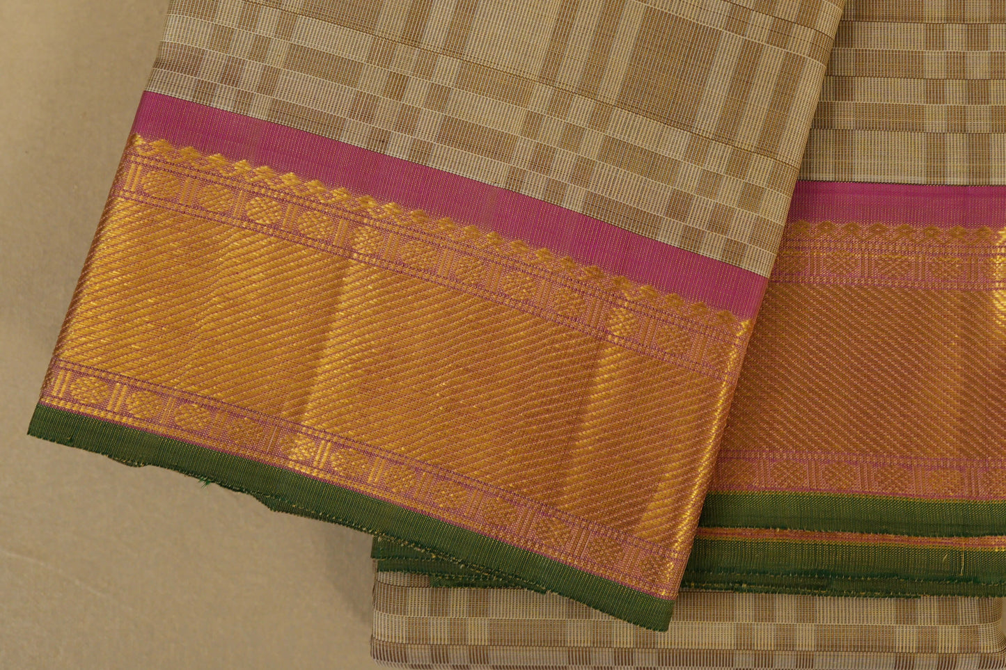 Cream with Pink Borders Vintage Kanjivaram Silk Saree online