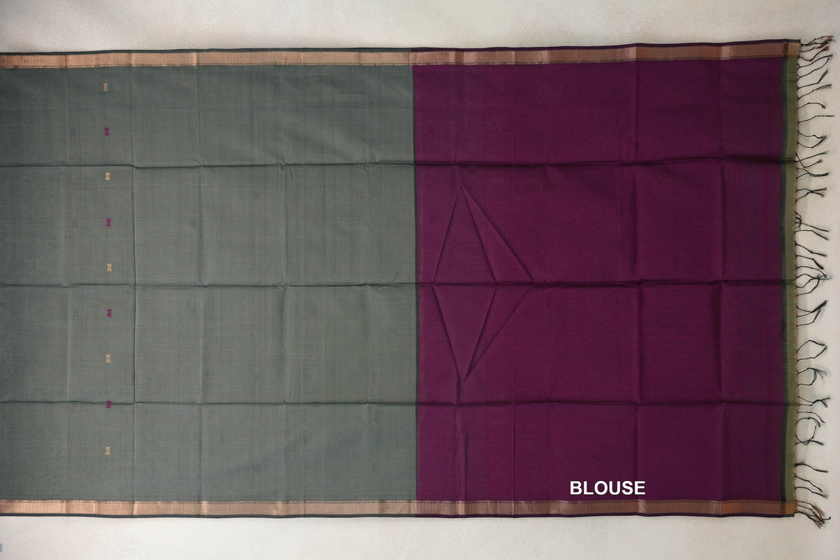Sage Green with Deep Sage Green Borders Maheshwari Silk Cotton Saree by Shreenivas Silks PSSR0110634