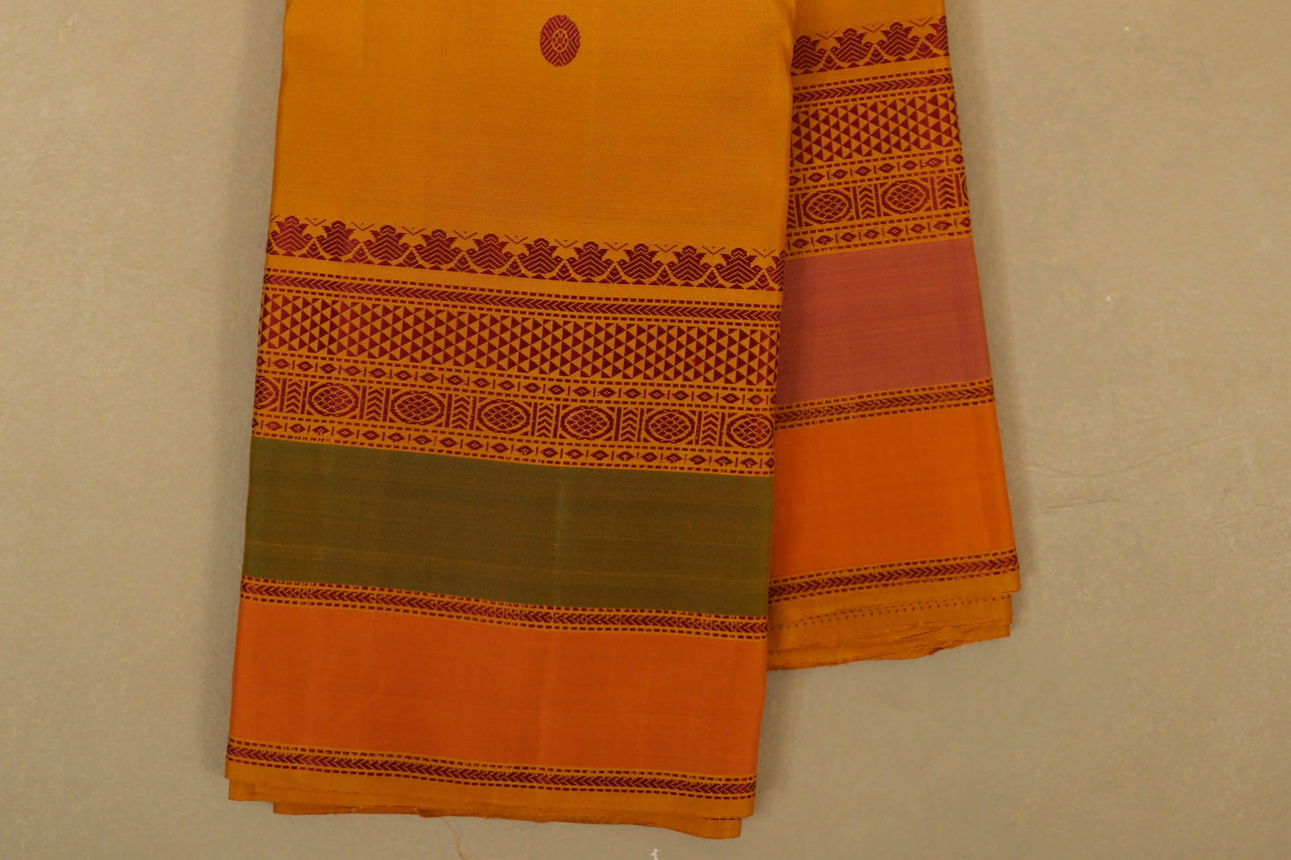 Mustard Vintage Kanjivaram Silk Saree by Shreenivas Silks PSSR018380