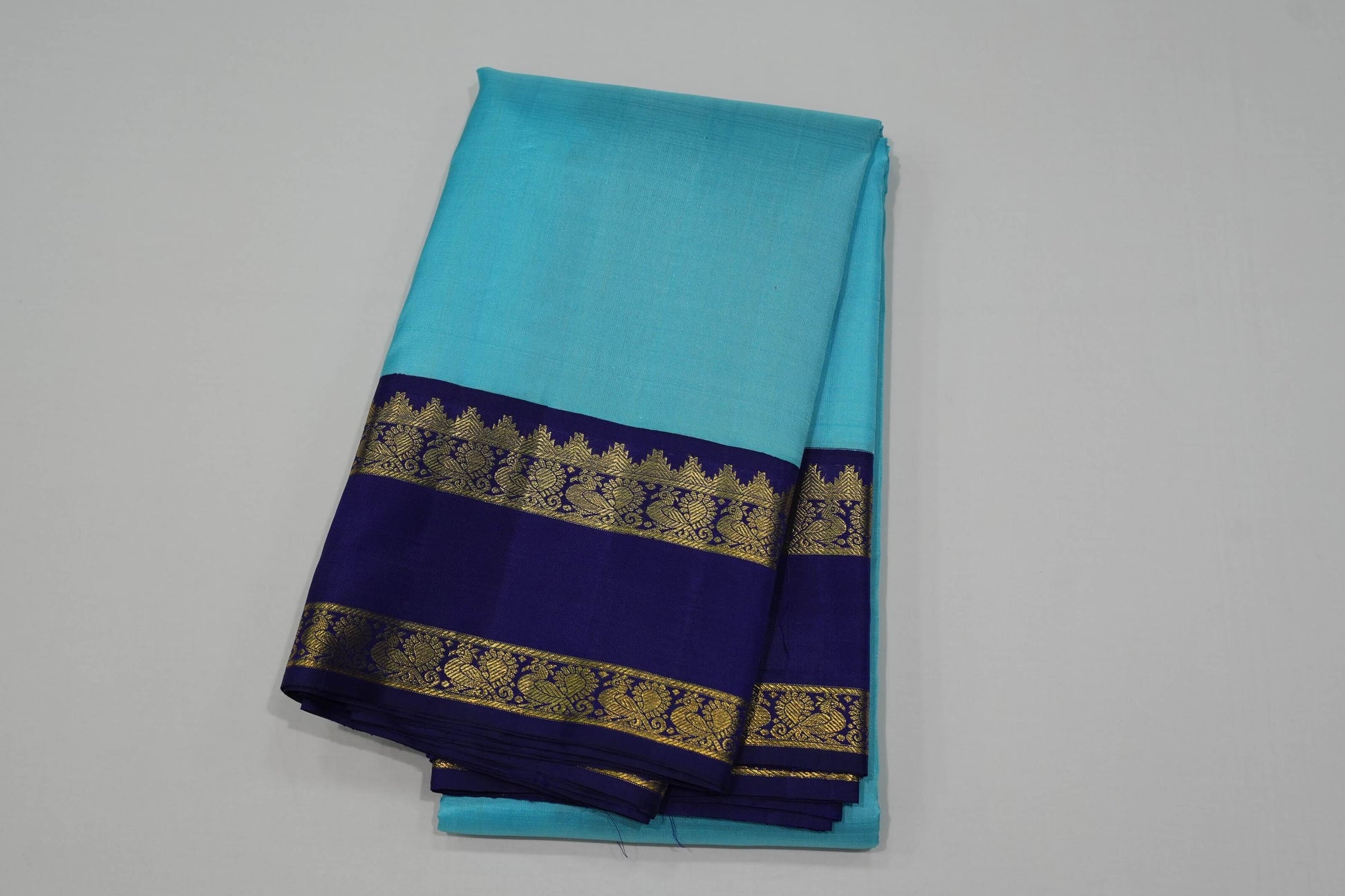 Sky blue vintage kanchipuram silk saree