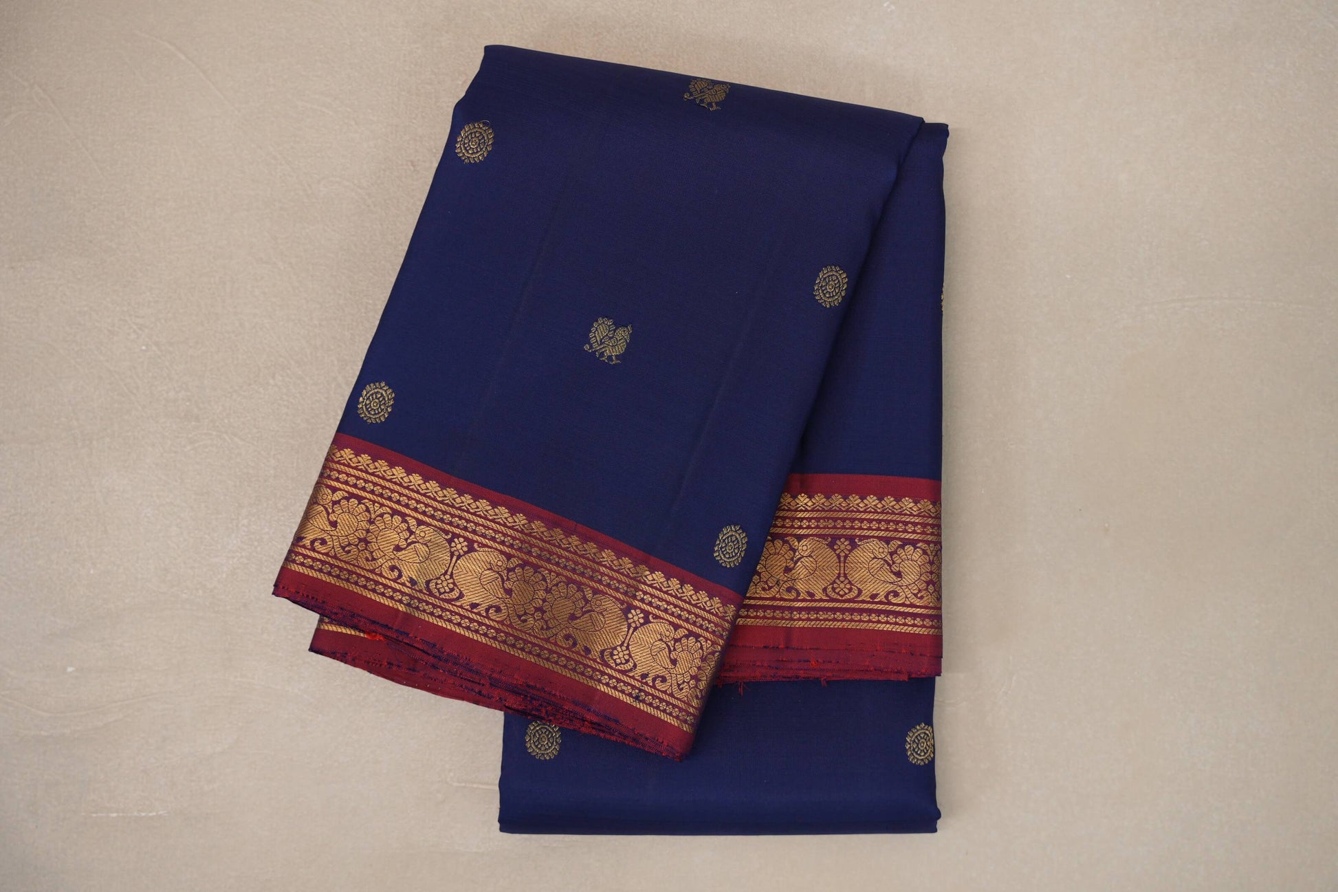 Deep Blue Vintage Kanjivaram Silk Saree
