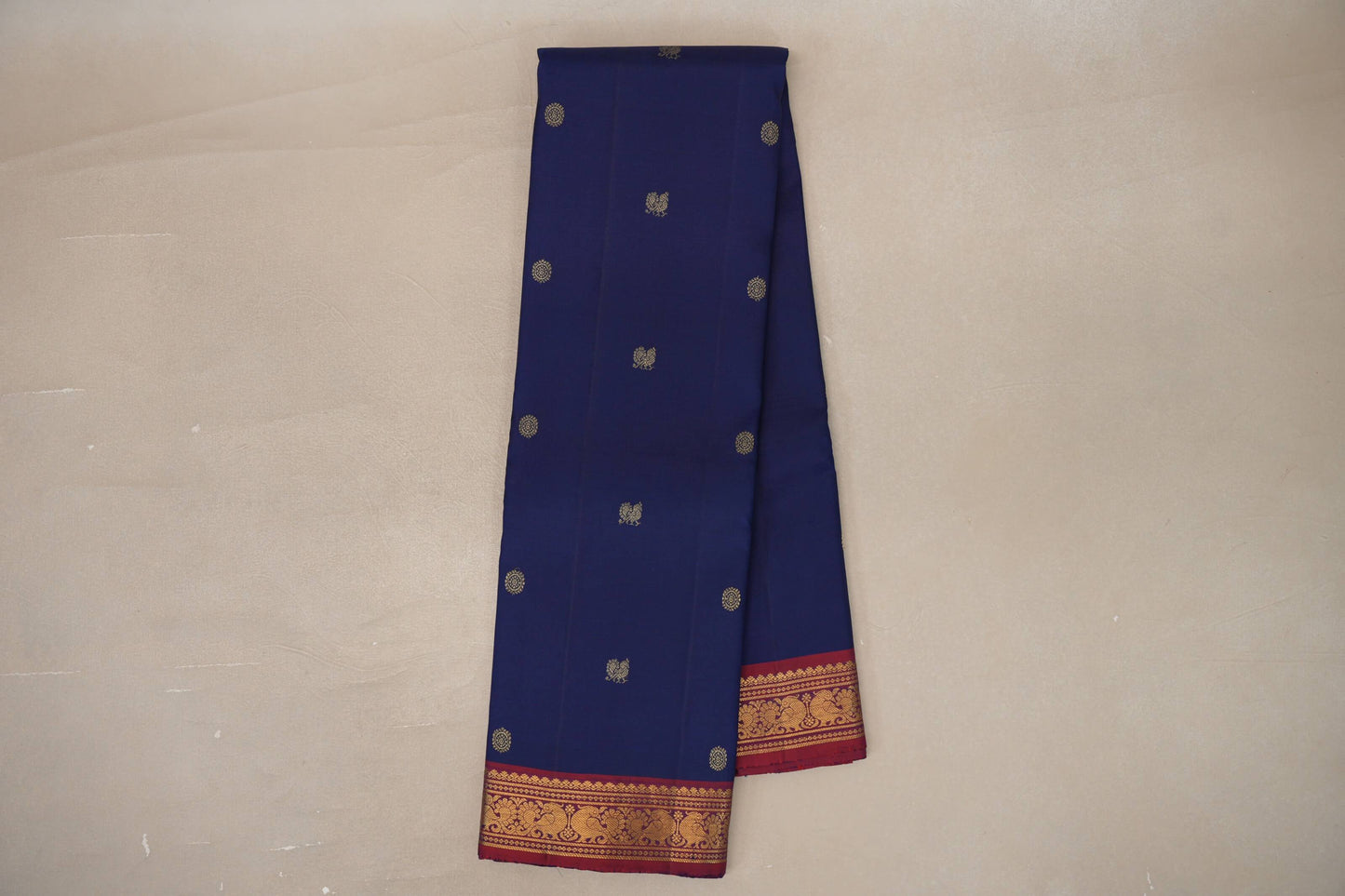 Online Deep Blue Vintage Kanjivaram Silk Saree