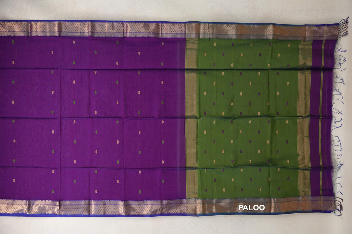 Violet Purple with Royal Blue Borders Maheshwari Silk Cotton Saree by Shreenivas Silks PSSR0110638