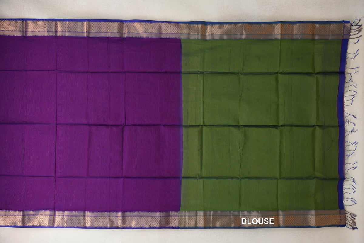 Violet Purple with Royal Blue Borders Maheshwari Silk Cotton Saree by Shreenivas Silks PSSR0110638