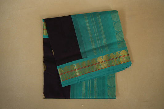 Coffee Brown with Rama Blue Borders Silk Cotton Saree Saree by Shreenivas Silks PSSR018384