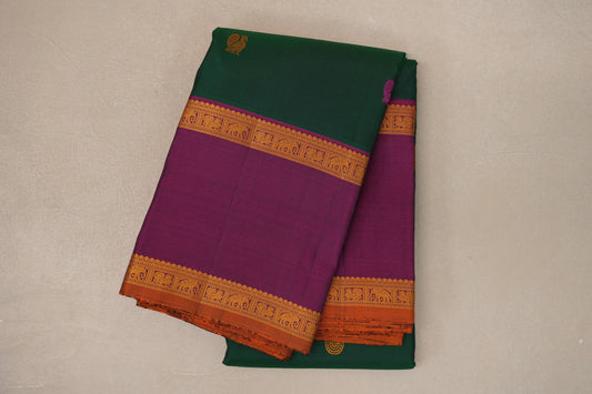 Forest Green with Rettai Pettu Borders Vintage Kanjivaram Silk Saree