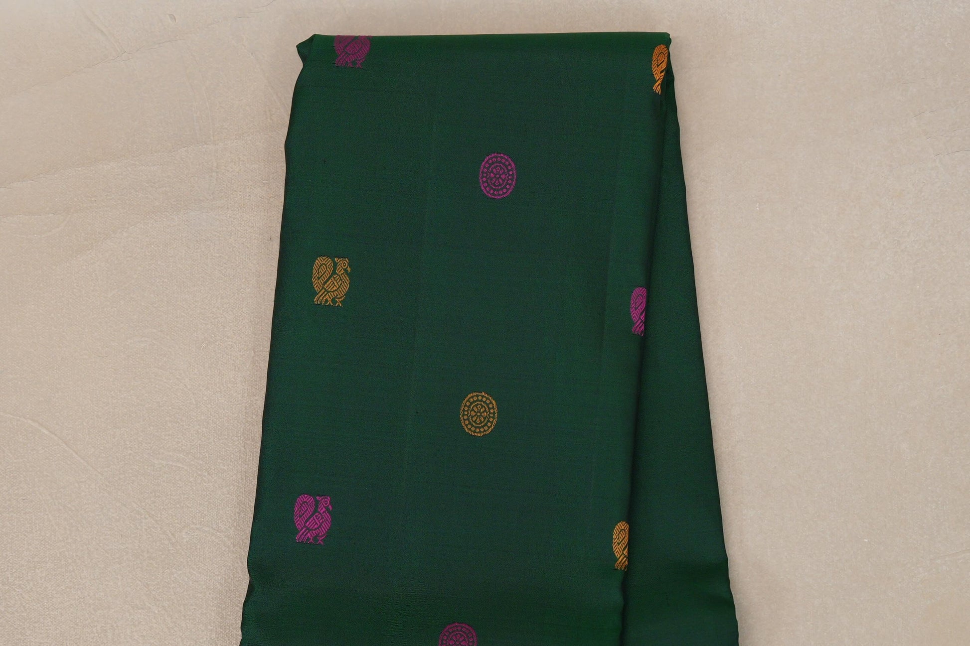 Forest Green with Rettai Pettu Borders Vintage Kanjivaram Silk Saree body