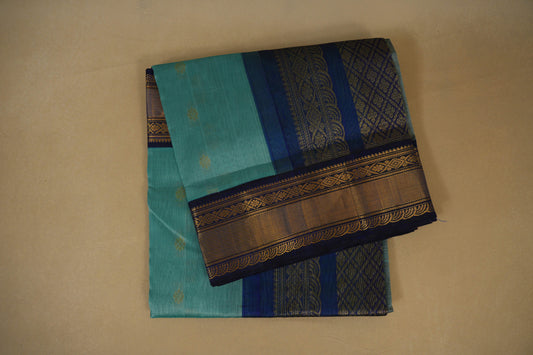 Sky Blue with Navy Blue Borders Silk Cotton Saree Saree by Shreenivas Silks PSSR018387