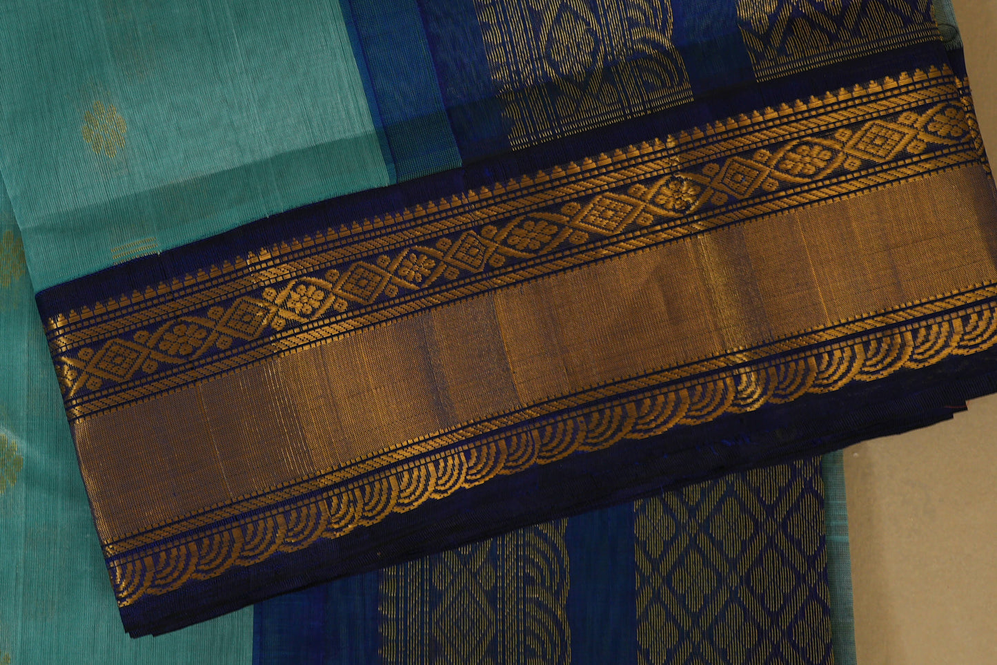 Sky Blue with Navy Blue Borders Silk Cotton Saree online
