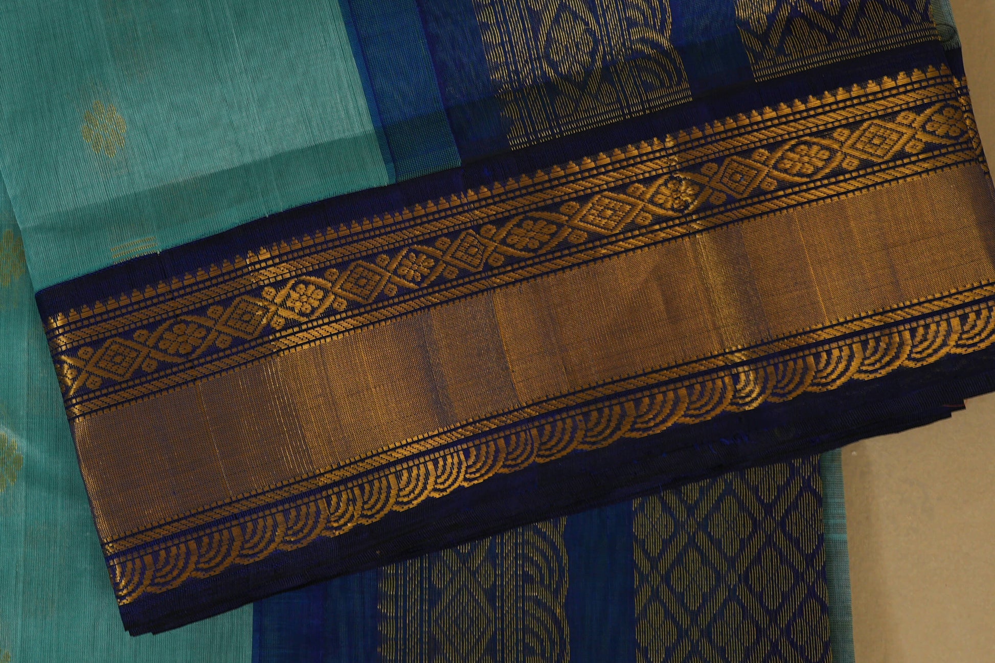 Sky Blue with Navy Blue Borders Silk Cotton Saree online