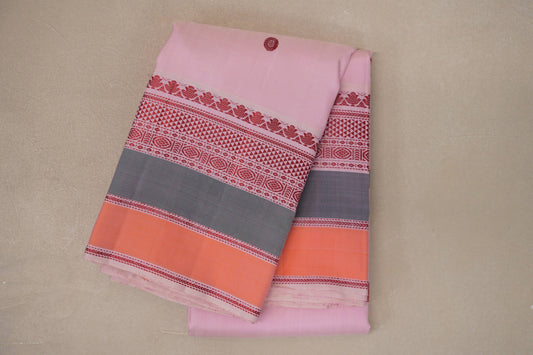 Baby Pink with Multi Color Borders Vintage Kanjivaram Silk Saree