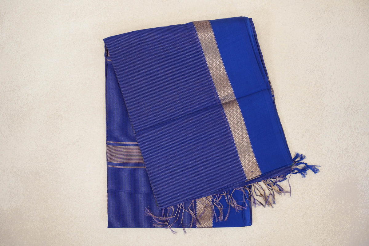 Deep Royal Blue Maheshwari Silk Cotton Saree by Shreenivas Silks PSSR0110644