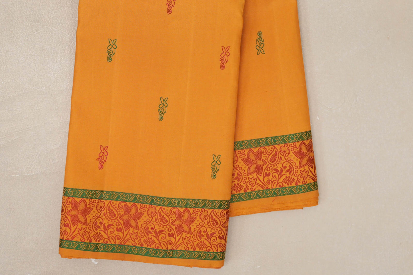 Mustard Orange Vintage Kanjivaram Silk Saree border