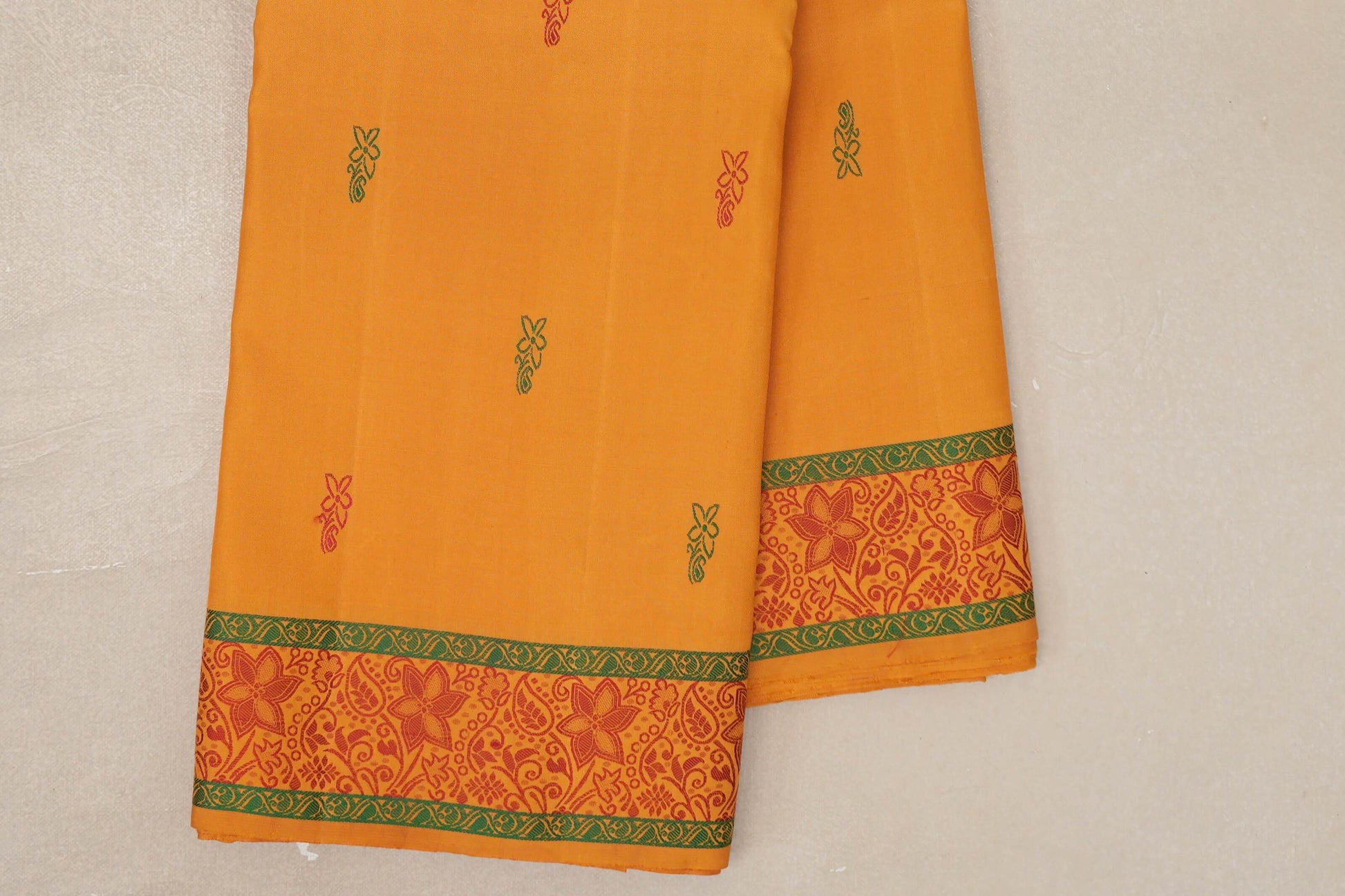 Mustard Orange Vintage Kanjivaram Silk Saree border
