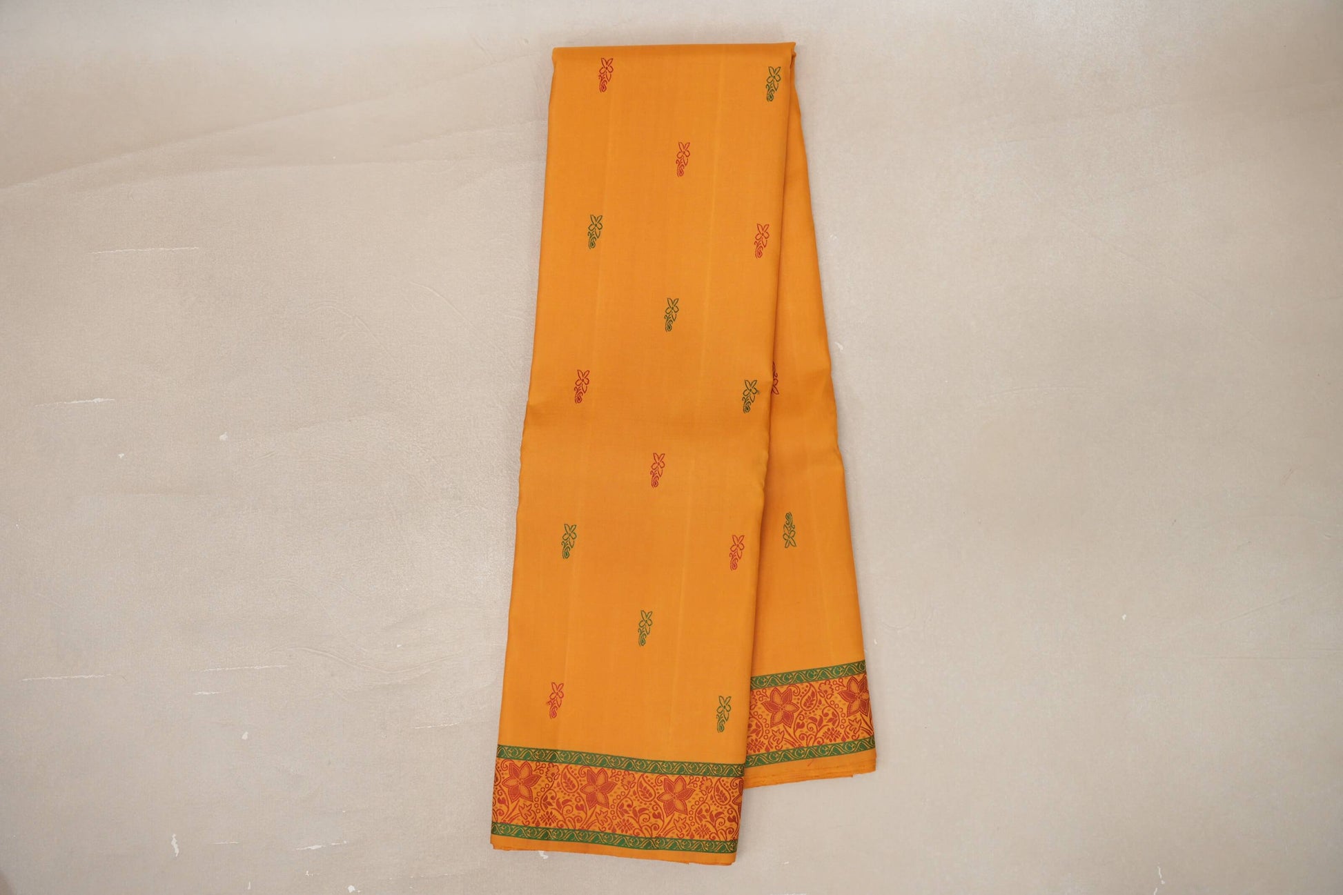 Online Mustard Orange Vintage Kanjivaram Silk Saree