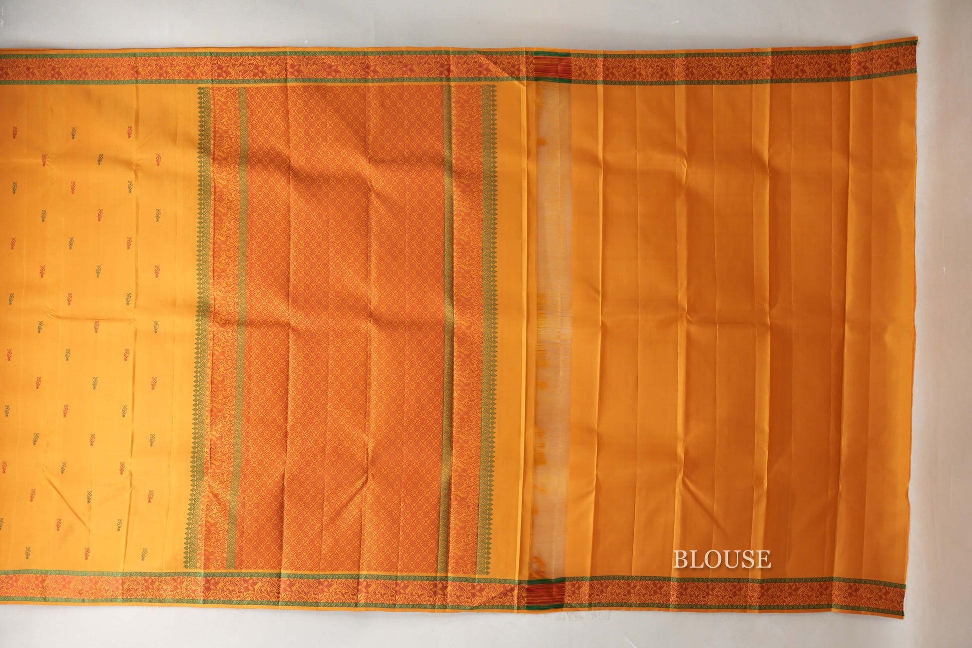 Mustard Orange Vintage Kanjivaram Silk Saree blouse