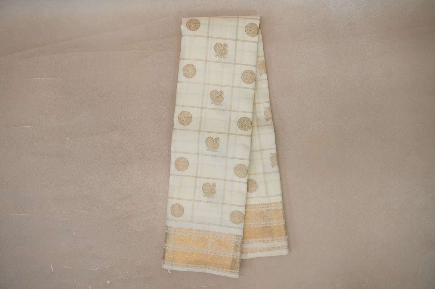 Cream Vintage Heirloom Kanjivaram Silk Saree online
