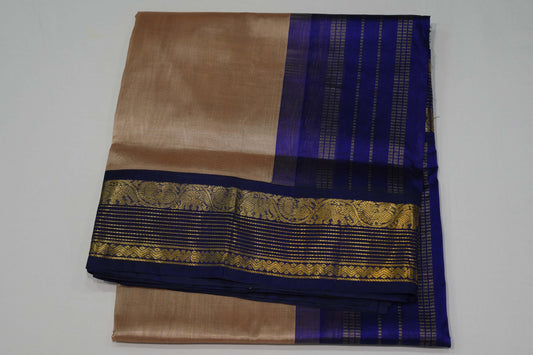 Beige silk cotton saree