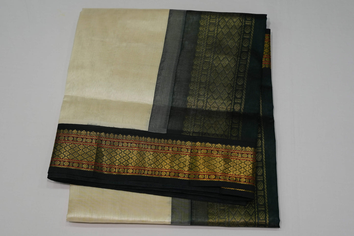 Off-white silk cotton saree
