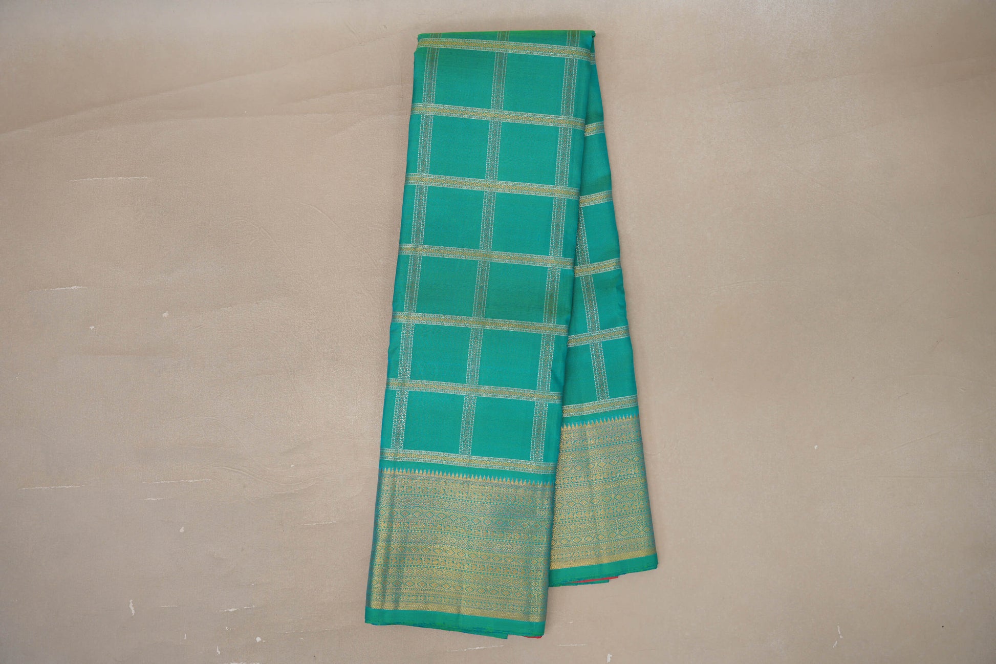 Dual Tone Aqua Blue and Parrot Green Vintage Kanjivaram Silk Saree online