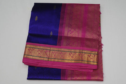 Navy blue silk cotton saree