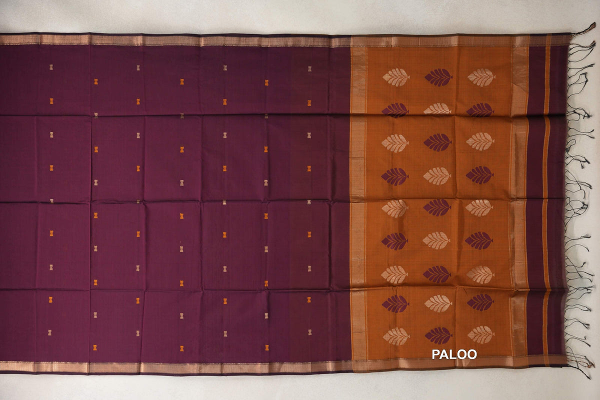 Deep Wine Maheshwari Silk Cotton Saree by Shreenivas Silks PSSR0110650