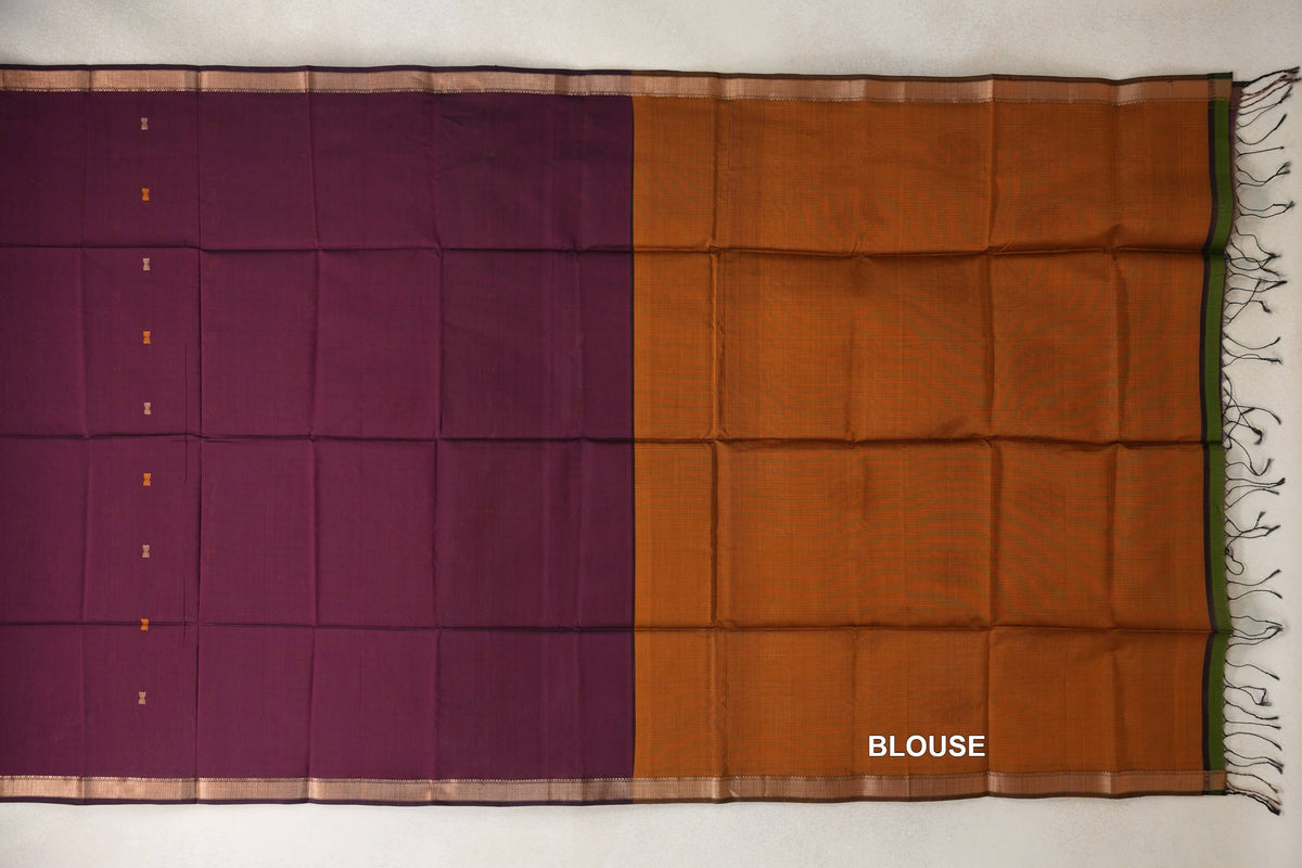 Deep Wine Maheshwari Silk Cotton Saree by Shreenivas Silks PSSR0110650