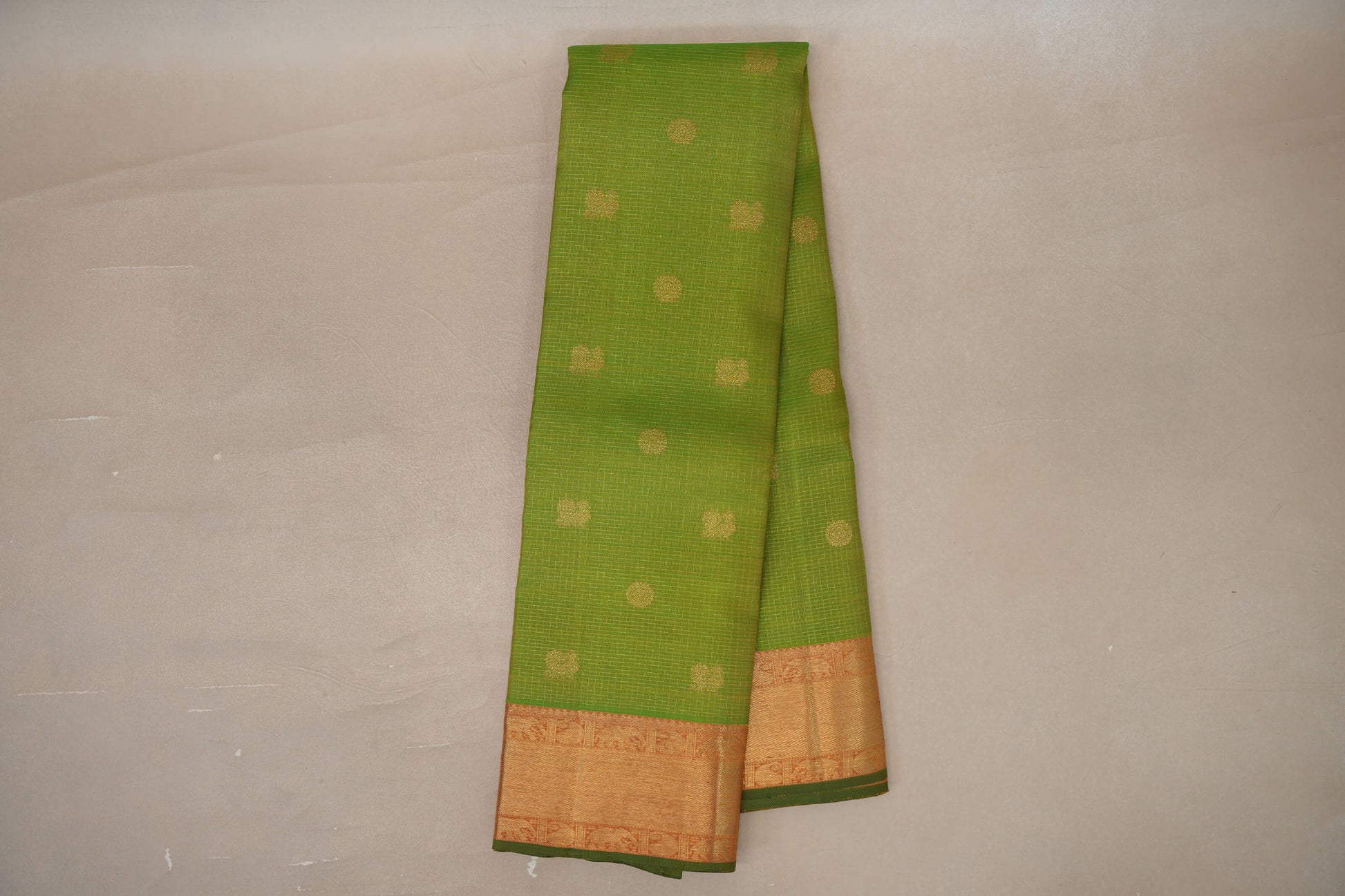 Dual Tone of Parrot Green and Yellow Vintage Heirloom Kanjivaram Silk Saree online