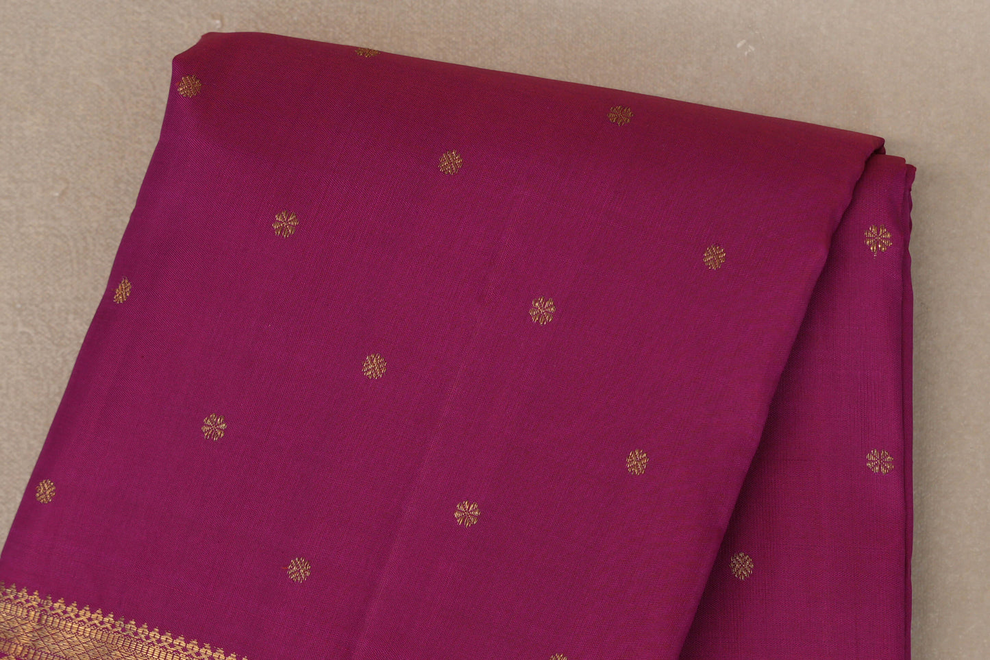 Rani Pink with Mustard Yellow Selvedge Vintage Heirloom Kanjivaram Silk Saree body zoom
