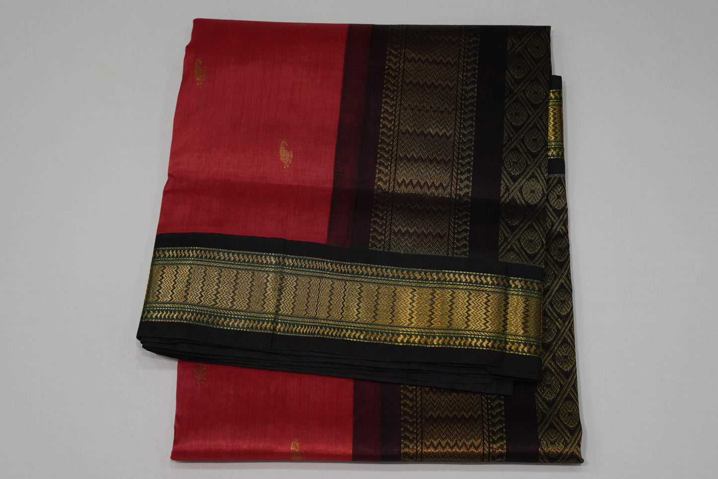 Brick red silk cotton saree