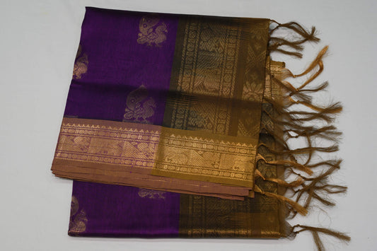 Purple silk cotton saree