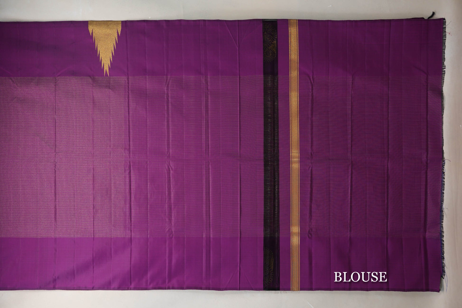 Dark Purple Temple Borders Vintage Kanjivaram Silk Saree  blouse