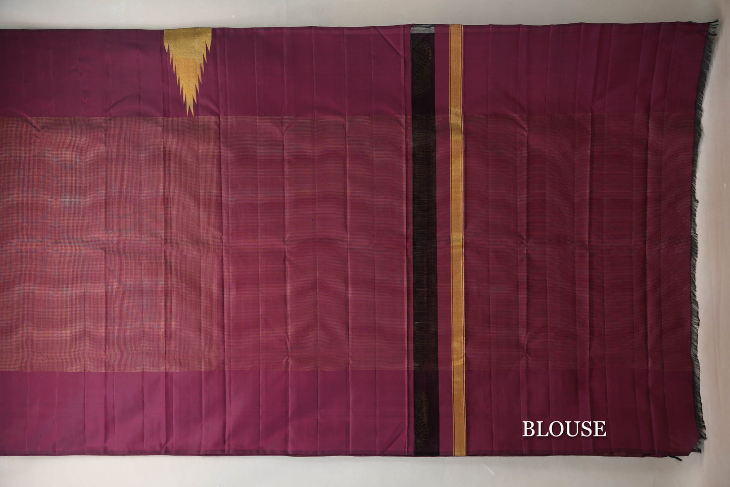 Deep Maroon Temple Borders Vintage Kanjivaram Silk Saree blouse