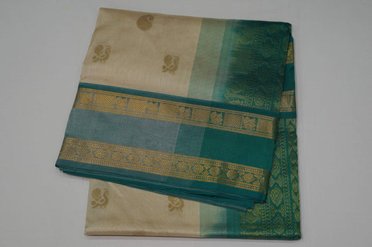 Off-white silk cotton saree