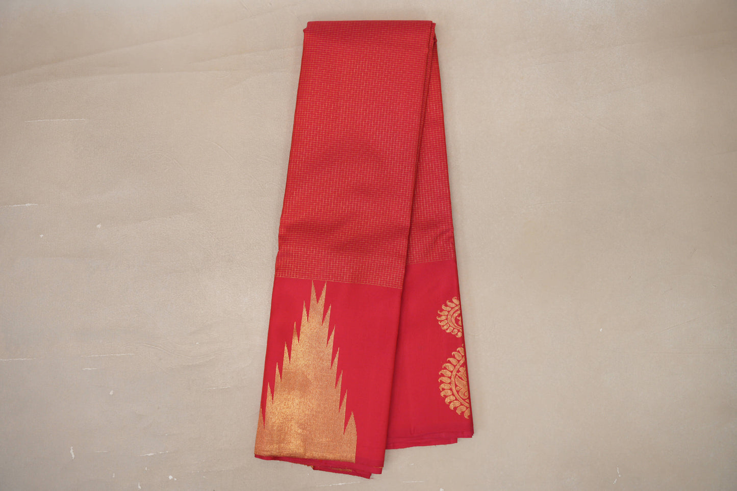 Pinkish Red Temple Borders Vintage Kanjivaram Silk Saree online