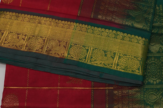 Online checked nine and half yards silk cotton saree