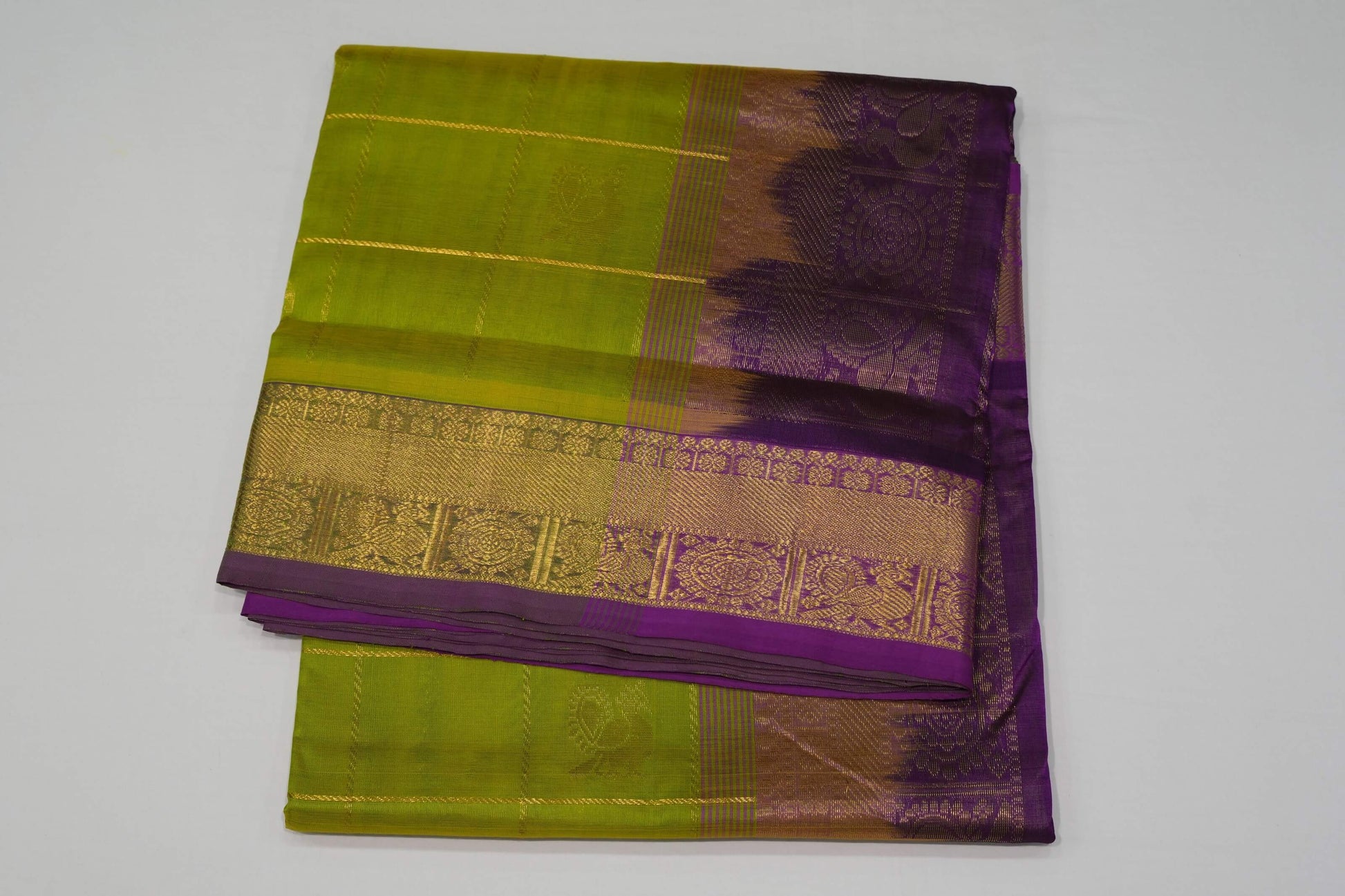 Elaichi green nine and half yards silk cotton saree