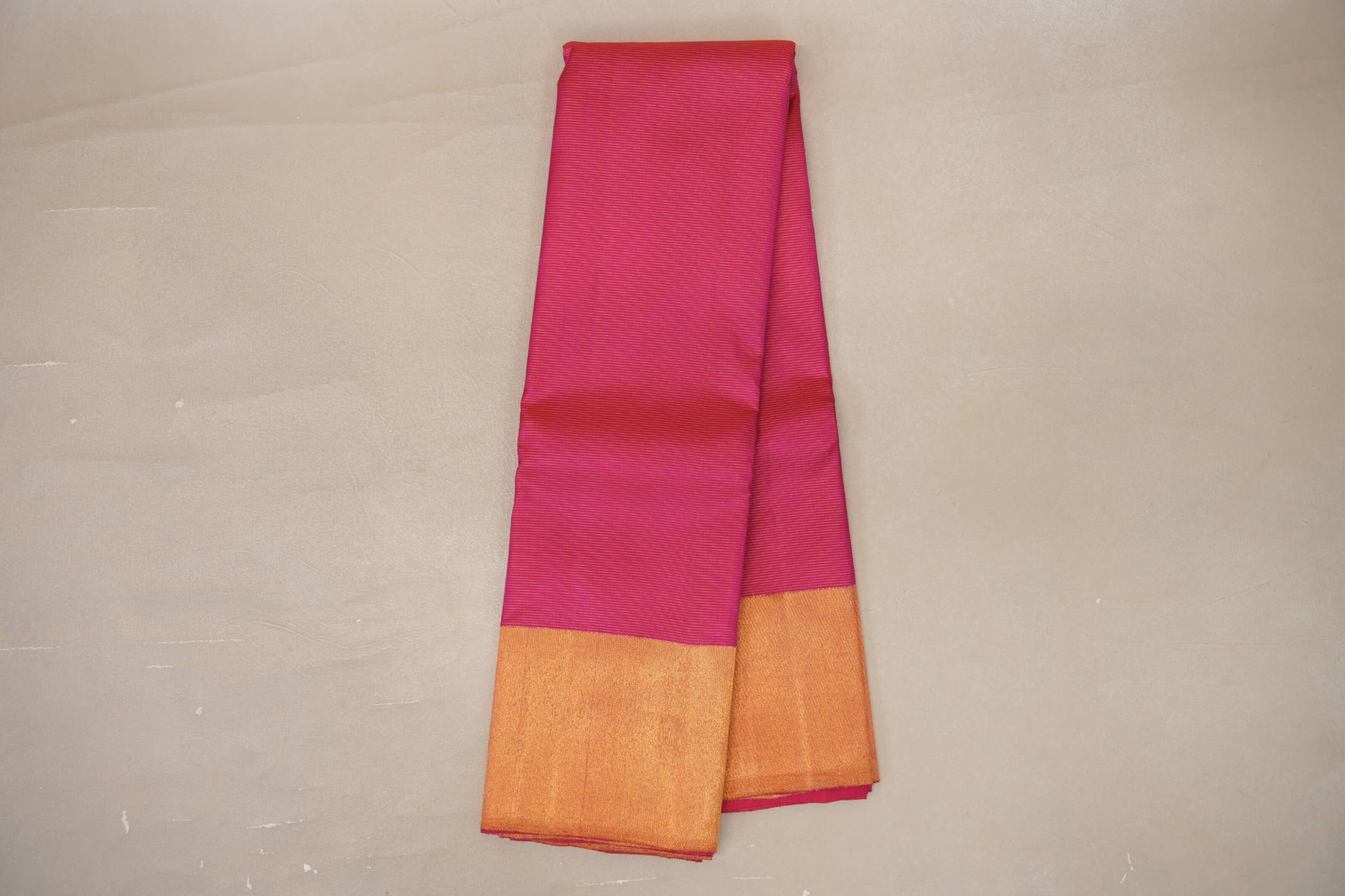 Orangish Pink Temple Borders Vintage Kanjivaram Silk Saree online