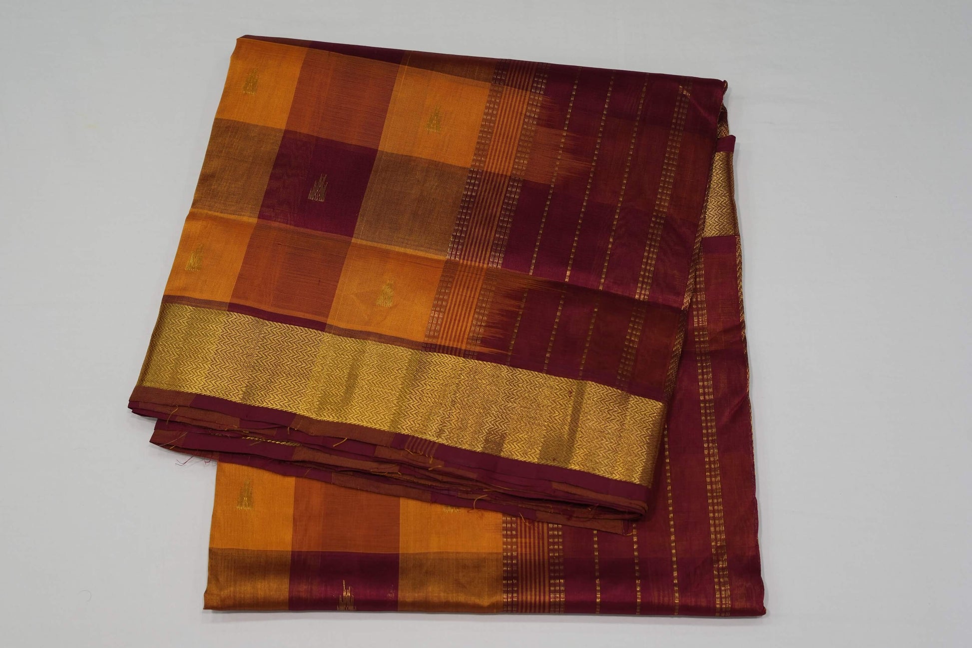 Multi-color nine and half yards silk cotton saree