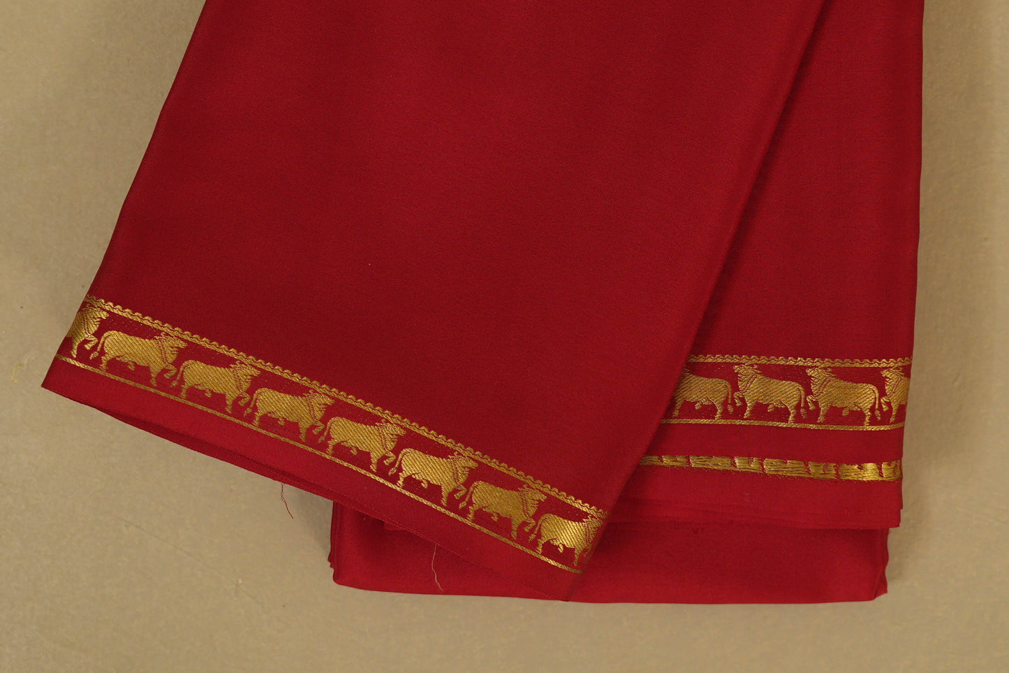 Red Mysore Silk Saree borders