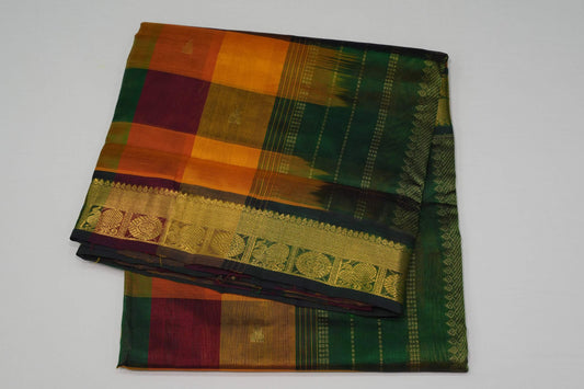 Multi-color nine and half yards silk cotton saree