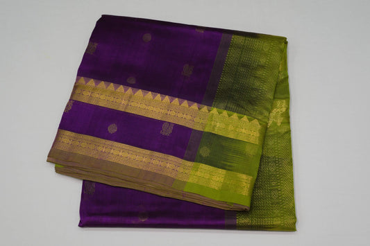 Magenta nine and half yards silk cotton saree