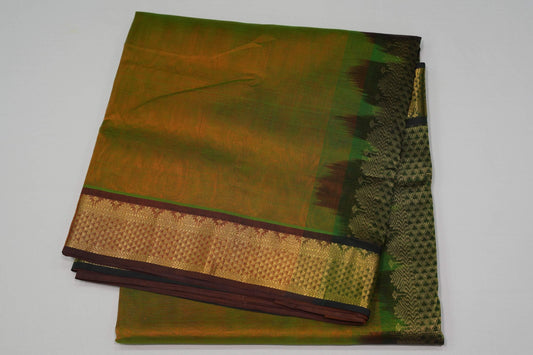 Manthulir green nine and half yards silk cotton saree