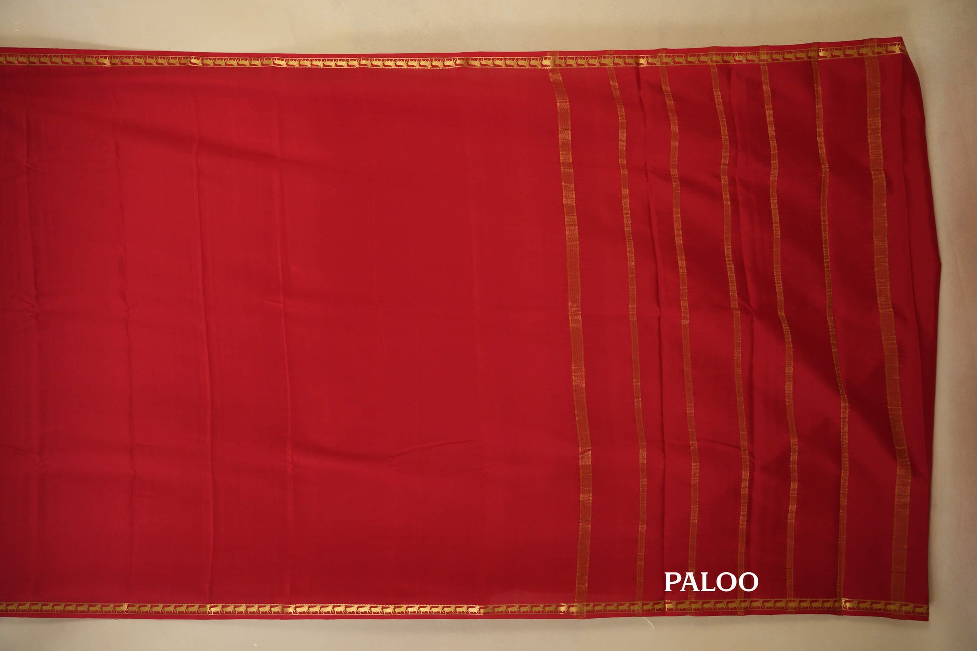 Red Mysore Silk Saree paloo