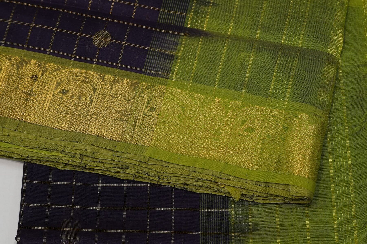 Online checked nine and half yards silk cotton saree