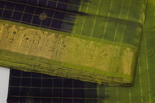 Online checked nine and half yards silk cotton saree