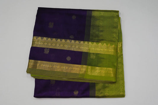 Purple nine and half yards silk cotton saree